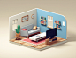 New Condo room vray moving construction livingroom house gif isometric 3d c4d animation illustration