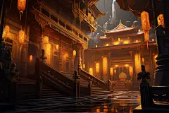 鼓楼古风古韵金线城市建筑插画