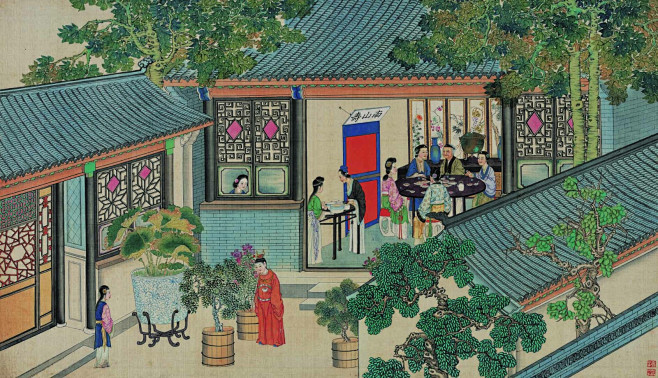 全本红楼梦图》是清代民间画家孙温所绘《红楼梦》大幅绢本工笔彩绘