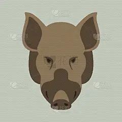 扁平化设计,公猪,可爱的,野生动物,疣猪,哺乳纲,猪,长牙,动物,吉祥物