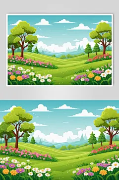 AI数字艺术春季春天风景插画背景图