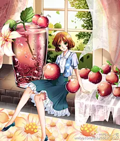 红果冰水-四次元之蝶_原创,人物,水果,少女,二次元,动漫,sai_涂鸦王国插画