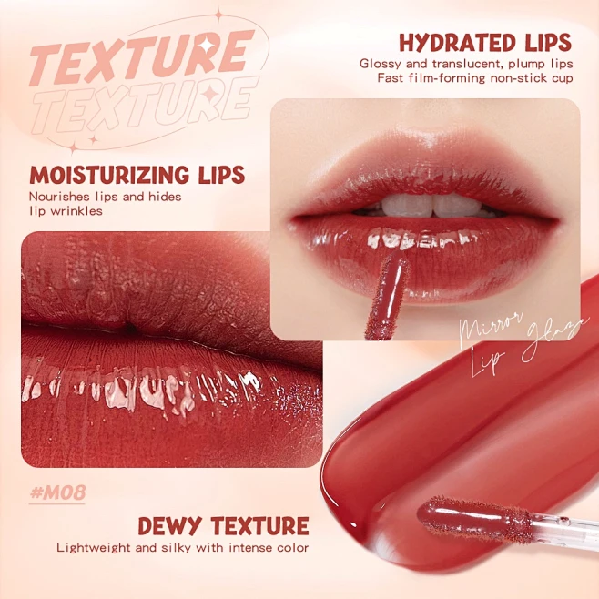 Banxeer Lip Tint Smart Monster Lip Gloss 8 Colors Non-Stick Glaze ...