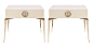 Colette Petite Brass Nightstands in Ivory Lacquer - Contemporary Mid-Century / Modern Side & End Tables - Dering Hall