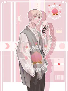 粉色系男孩 | peach-19 - 练习作品 - 涂鸦王国插画