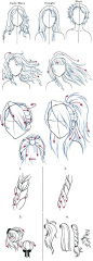 #SAI资源库# 9个动漫人物头发的画法及思路借鉴，值得收藏动手练习，转需~