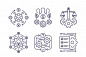 Business process, innovation and finance line icons Premium Vector