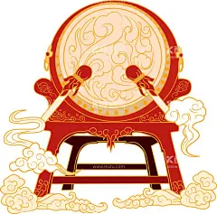 击鼓  - 源文件下载【酷图网】新年,喜庆,祥云,鼓,中国风,敲鼓,击鼓,国风,国潮,设计,广告设计,
