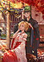 Overwatch, Artwork, Blonde, Digital Art, Genji (overwatch), Green Eyes, Green Hair, Kimono, Mercy (overwatch), Oni Genji (overwatch), Portrait Display, Video Games wallpaper preview