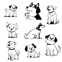 狗插画  - 源文件下载【酷图网】狗,狗插画,狗卡通,可爱狗,可爱小狗,小狗logo,小狗简笔画,手绘小狗