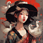 Midjourney Ai 练习-插画-女孩