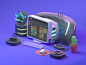 Super comp composition cactus developer machine computer 3d cinema4d web ui c4d octanerender branding design illustration