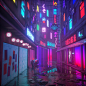 General 3072x3072 cyberpunk neon reflection cat vaporwave