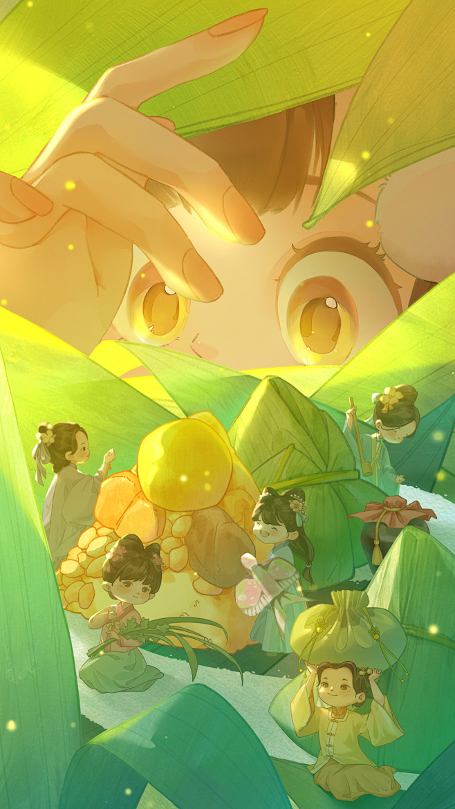 艾蒲青翠 粽香十里_丁叮東__插画师作品...