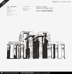 版画矢量版画手绘线描稿城市建筑城市标志性建筑城市地标建筑埃及旅游旅游景区自驾游国内外旅游景点旅游海报旅游设计素材埃及卡纳克阿蒙神庙 #素材#