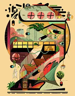 胡言乱语丨by. ori toor ​​​​

作者用无规律的线条划分画面，每个部分都讲述不同的想法和脑洞，然后将这些作品叫做“胡言乱语” 色彩的把控和线条流畅度都掌握的非常到位，值得参考！

#遇见艺术# #插画# ​​​​