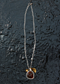 Drop Pendant Necklace in Amber & Brass - Céline