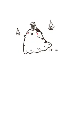 花园夜原创手绘。版权所有，转载请注明出处。农历七月半鬼节版喵咕阿飘。简笔画猫咪壁纸。