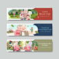 Banner template with national grandparents day concept design for brochure and leaflet watercolor.