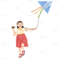 卡通风儿童节人物插画-风筝