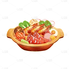 卡通感春节火锅元素贴纸