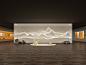 新中式文化宣传墙 形象墙 画展 假山3d模型