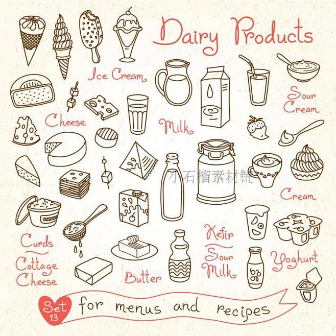 矢量卡通手绘简笔画食物图标ICONS蔬菜...