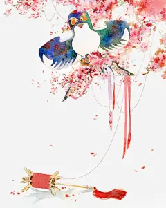 唯美古风手绘插画高清素材 中国风 古风水彩 古风物件 古风花卉 山清水秀 彩色水墨画 文人墨客 水彩画 纸风筝 落花流水 风景 免抠png 设计图片 免费下载