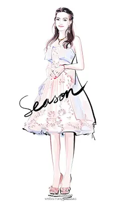 #jjseason插画# #明星红毯礼服插画# ----- @舒淇 身着粉色蓬蓬裙搭配@Jimmy-Choo 同色系缎面KENEDY，甜美优雅亮相@VOGUE服饰与美容 十一周年庆祝派对。O大美女舒淇