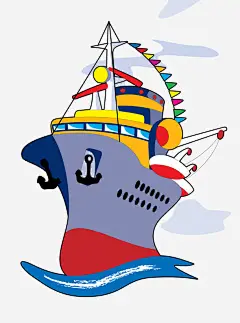 卡通邮轮免抠素材_新图网 https://ixintu.com 交通 交通工具 卡通 卡通邮轮 邮轮 邮轮设计