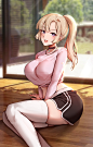 Anime 3500x5500 anime anime girls big boobs short shorts blonde stockings