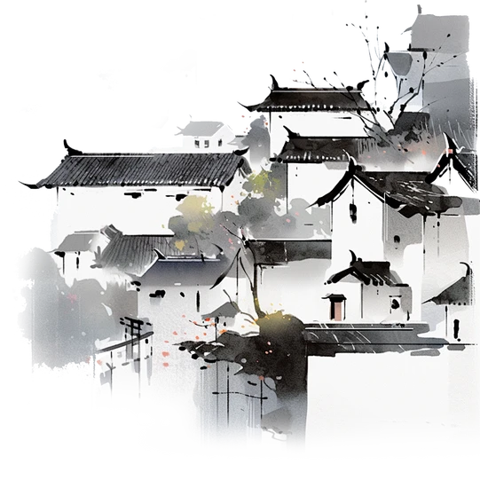 水墨古风建筑-房屋-花瓣网
