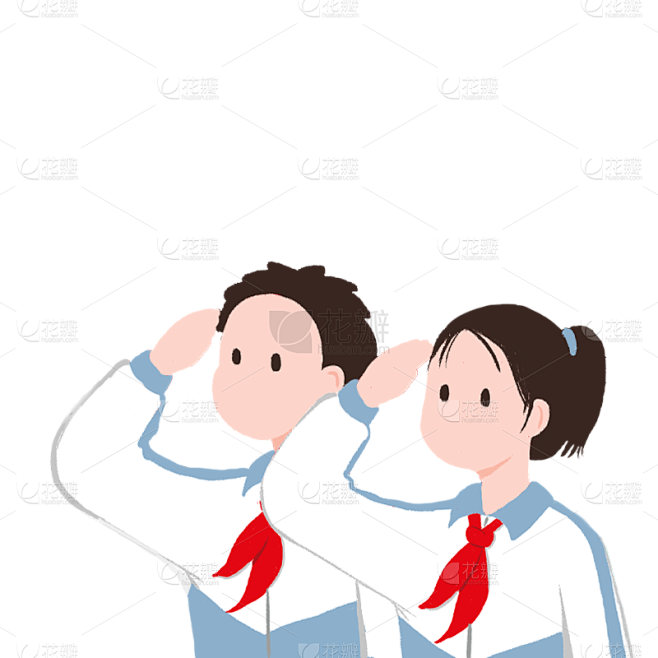 国庆节热点贴纸-学生敬礼