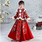 汉服女童秋冬中国风唐装红色拜年服新年装女儿童古装超仙加绒加厚