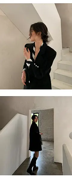 飒纳黑色西装外套女春装2021新款收腰显瘦小众设计感假两件小西服-淘宝网