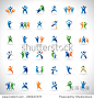 Abstract Human Symbols Set. Success, Celebration, Achievement - Activity - Isolated On Gray Background - Vector Illustration, Graphic Design Editable For Your Design. 正版图片在线交易平台 - 海洛创意（HelloRF） - 站酷旗下品牌 - Shutterstock中国独家合作伙伴