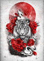 White tiger, red sun By: Marine Loup