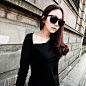 Vivian Fei原创设计 超大牌 立体剪裁 黑色斜领 针织连衣裙 新款 2013