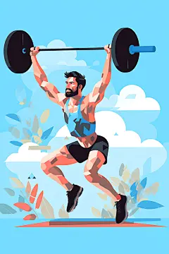 运动健康健美扁平风插画