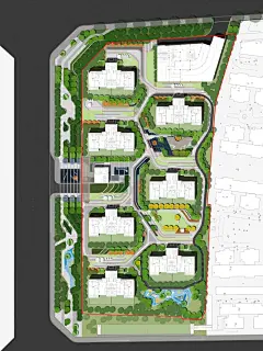 住宅小区景观效果图PSD素材LUMION后期PhotoShop处理效果图ps素材-花瓣网