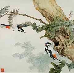 马鸣，早年师承花鸟画家王小古教授，后又多次得到俞致贞、潘洁兹、黄均、王个簃等名家指导，专攻工笔花鸟，形成自己独特的风格，特别是工笔月季、丹顶鹤最为著名