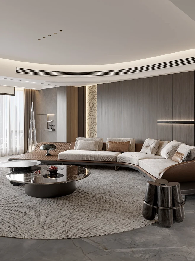 意式高级轻奢沙发背景 大平层客厅 弧形沙发 - 小红书-花瓣网