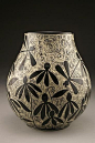 Dragonflies & Coneflowers vase - sgraffito: 