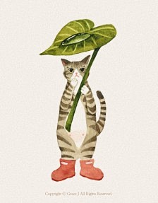 猫咪 水彩 GraceJ插画