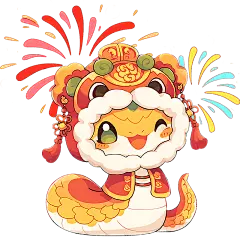 花瓣素材_蛇年春节可爱感扁平插画拟人蛇烟花组合元素_193858752