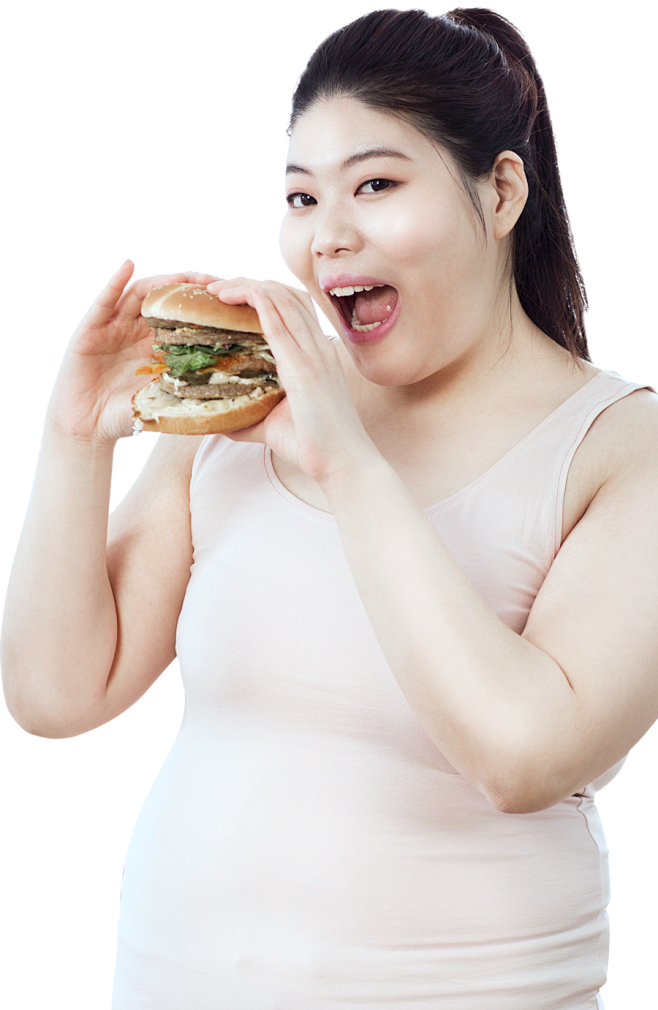 吃汉堡的胖女人