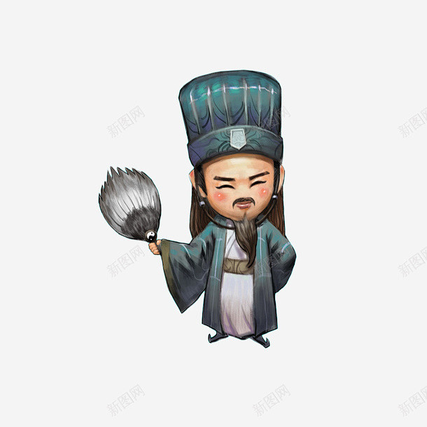 卡通拿着羽扇微笑的诸葛亮插画免 羽扇 诸葛亮 元素 免抠png 设计图片 免费下载 页面网页 平面电商 创意素材