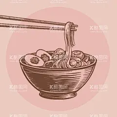 手绘面条米粉碗筷  - 源文件下载【酷图网】手绘版画,手绘插画,手绘面条,复古版画,面条,筷子,早餐,碗,米线,美食,小吃,米粉,线条,阳春面,餐饮