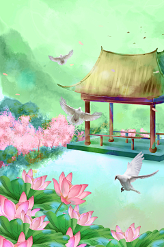 秘密花园™采集到中国风建筑插画