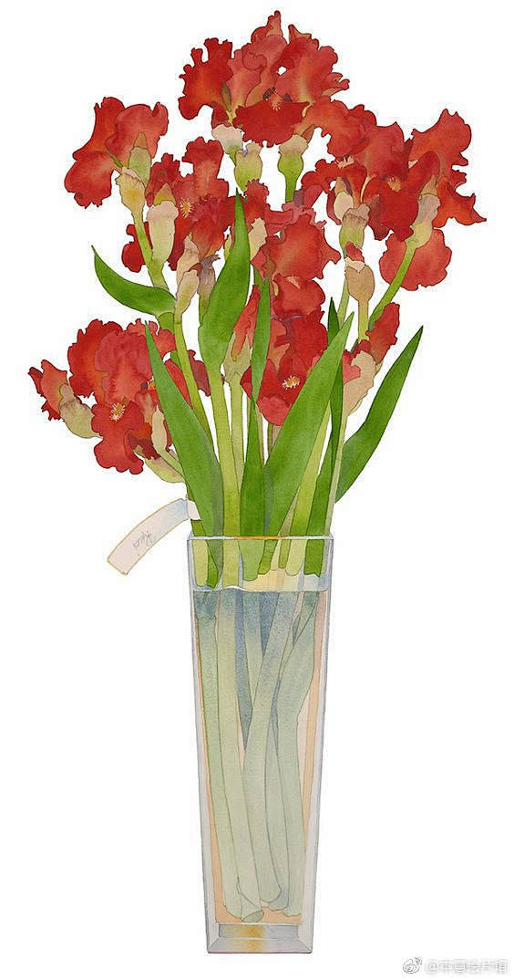 玻璃瓶花绘画水彩艺术家thomasreynolds67676767
